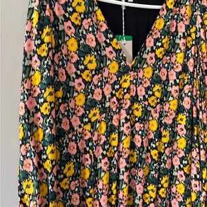 Boden Floral Long Sleeve Dress - Yellow, Pink, Green